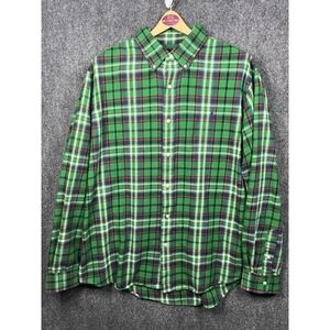 Polo Ralph Lauren Green Plaid Flannel  2XL Long Sleeve Outdoors Shirt Hiking
